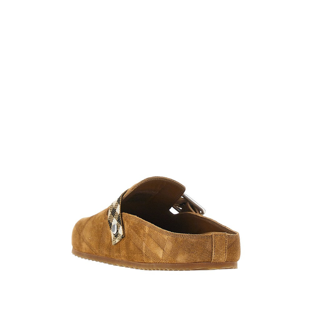 BURBERRY Check suede leather 'Urchin' clogs