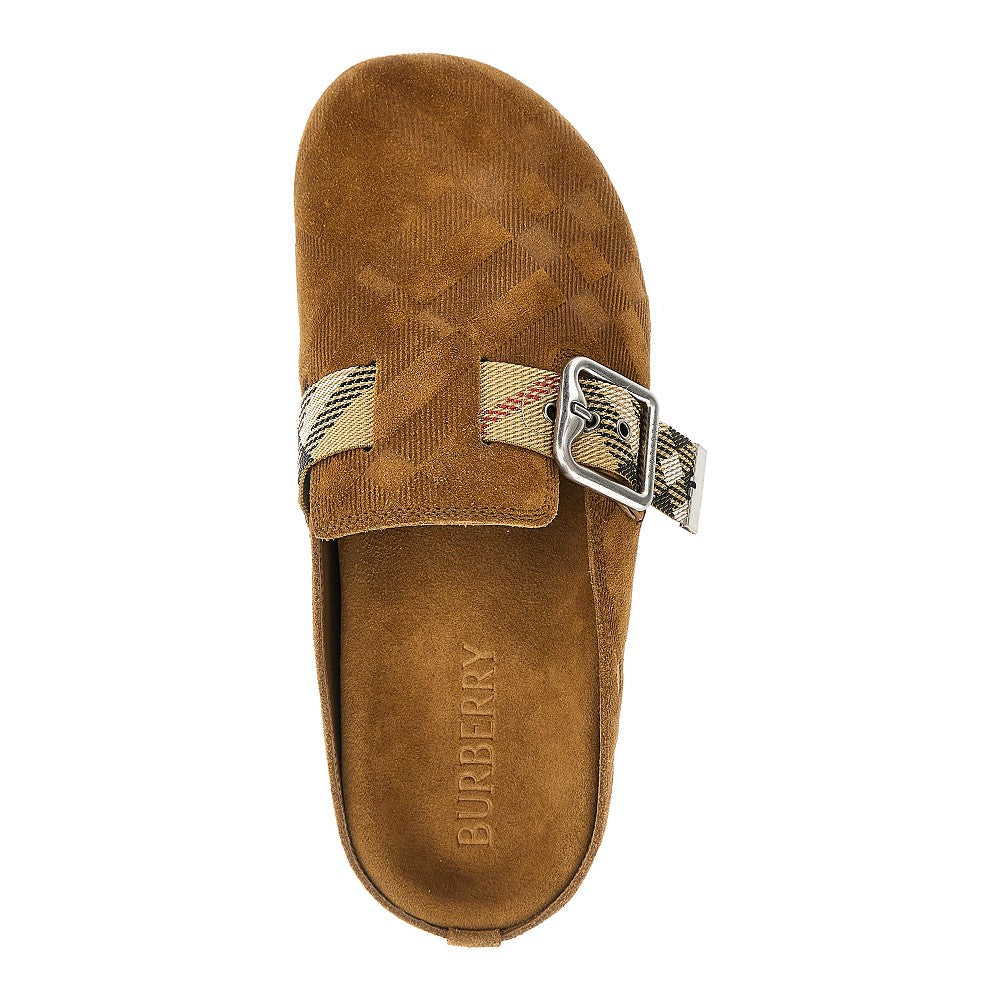 BURBERRY Check suede leather 'Urchin' clogs