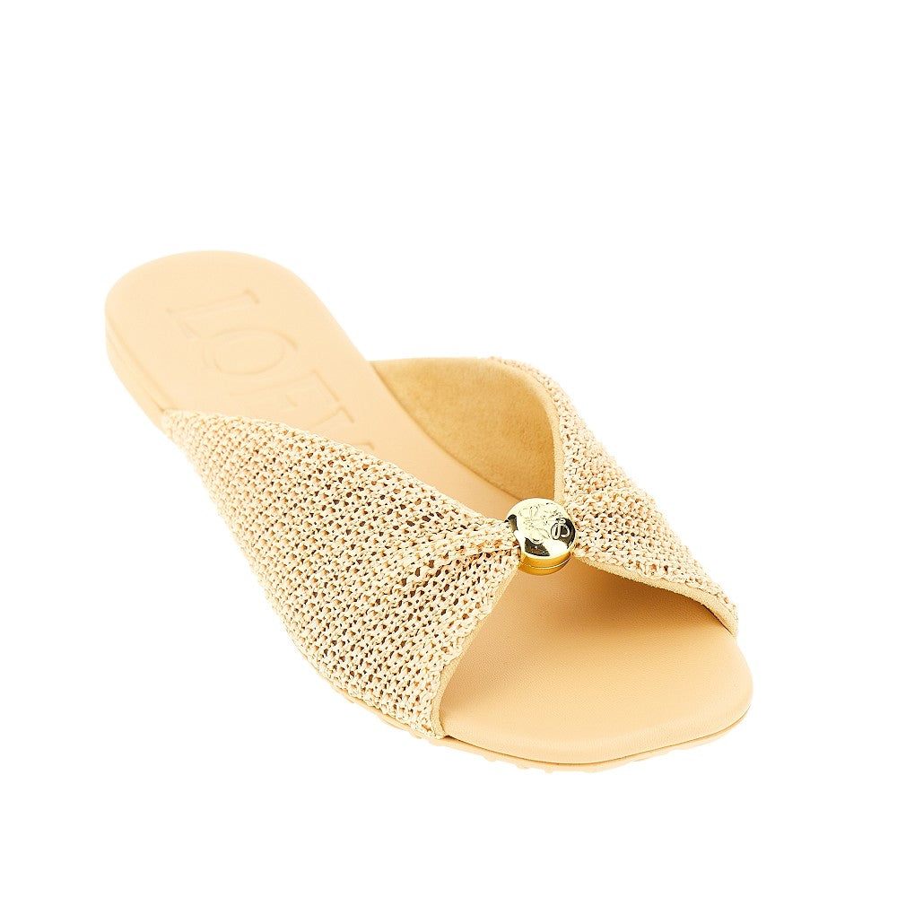 LOEWE Pebble Soft' raffia-effect slides