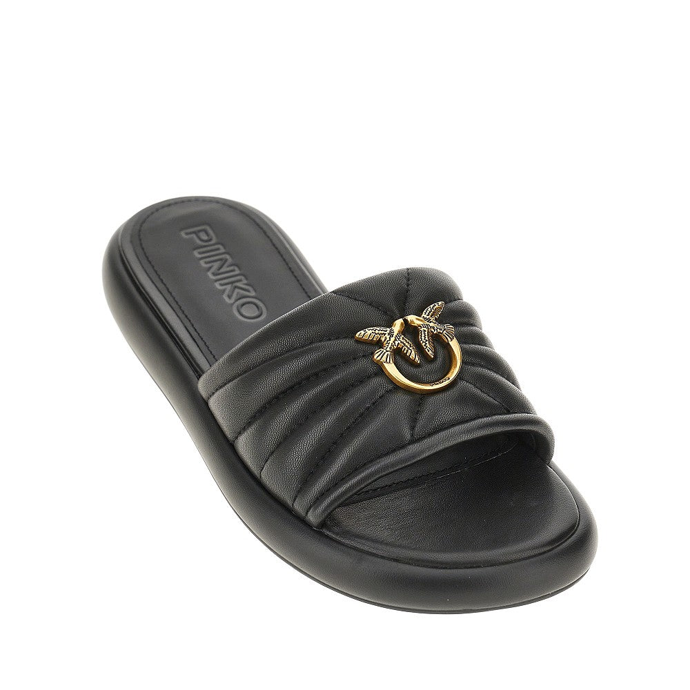 PINKO 'Love Birds' nappa leather slides