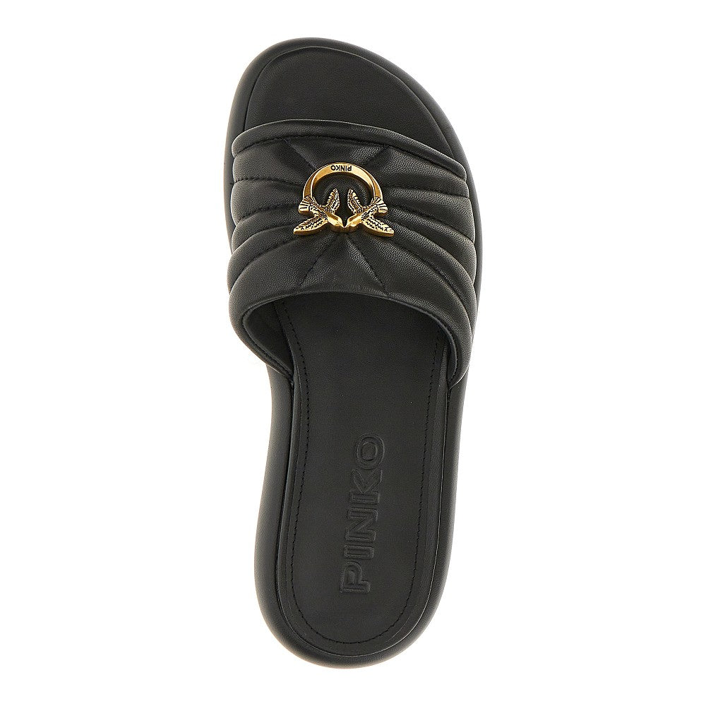 PINKO 'Love Birds' nappa leather slides