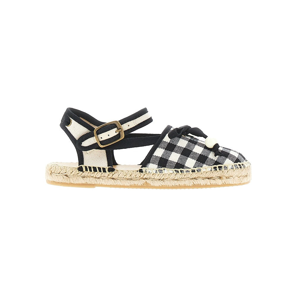 Bonpoint 'Evila' check cotton espadrilles