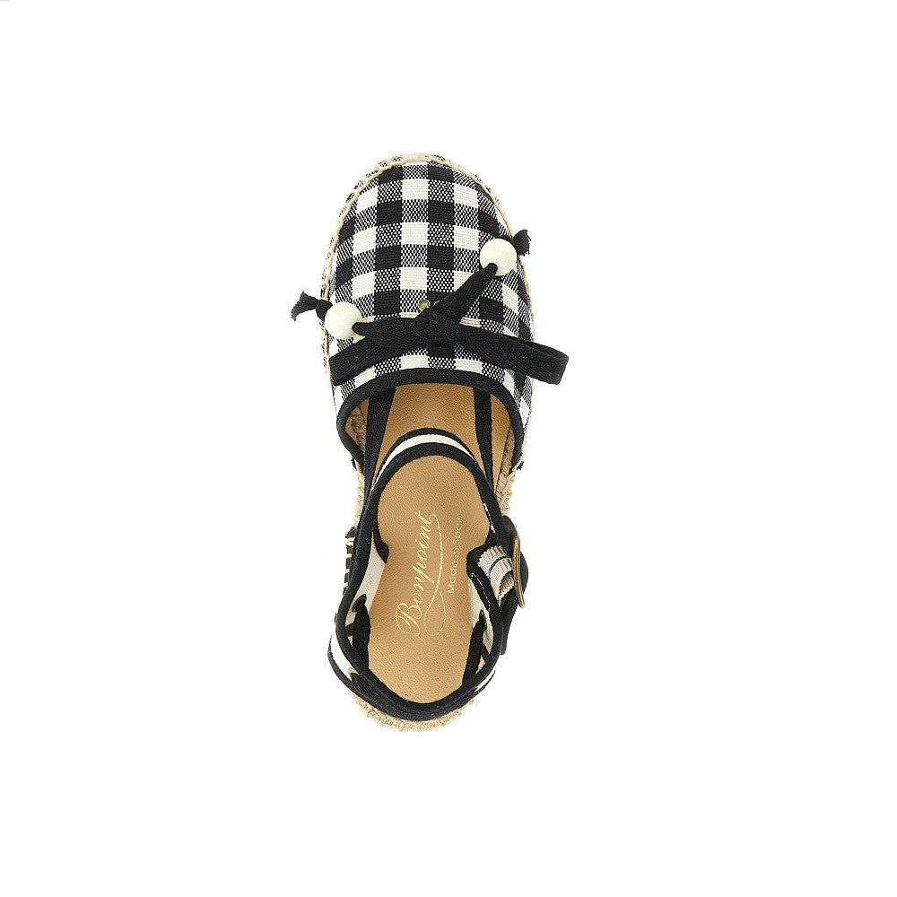 Bonpoint 'Evila' check cotton espadrilles