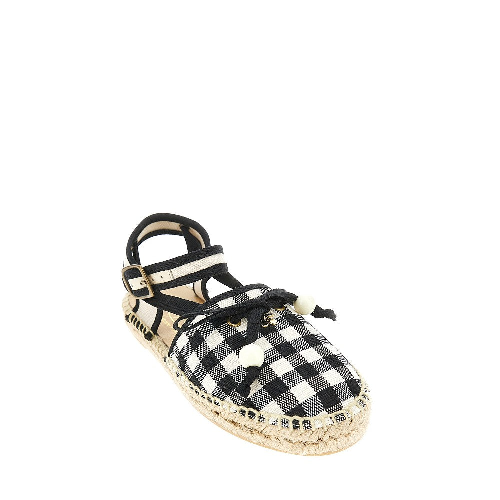 Bonpoint 'Evila' check cotton espadrilles