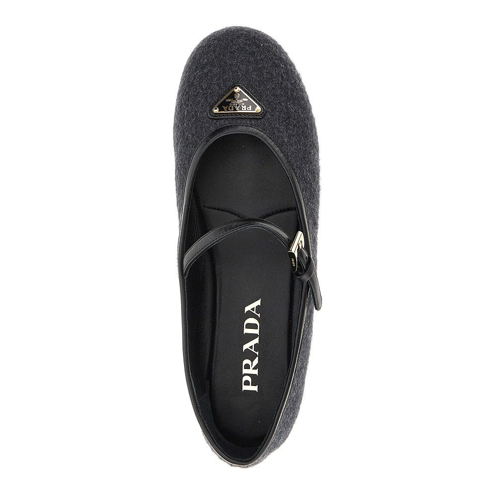 PRADA Wool ballerinas with triangle logo