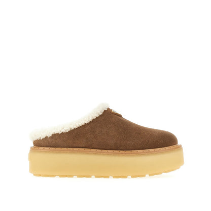 PRADA Shearling sabot with triangle logo