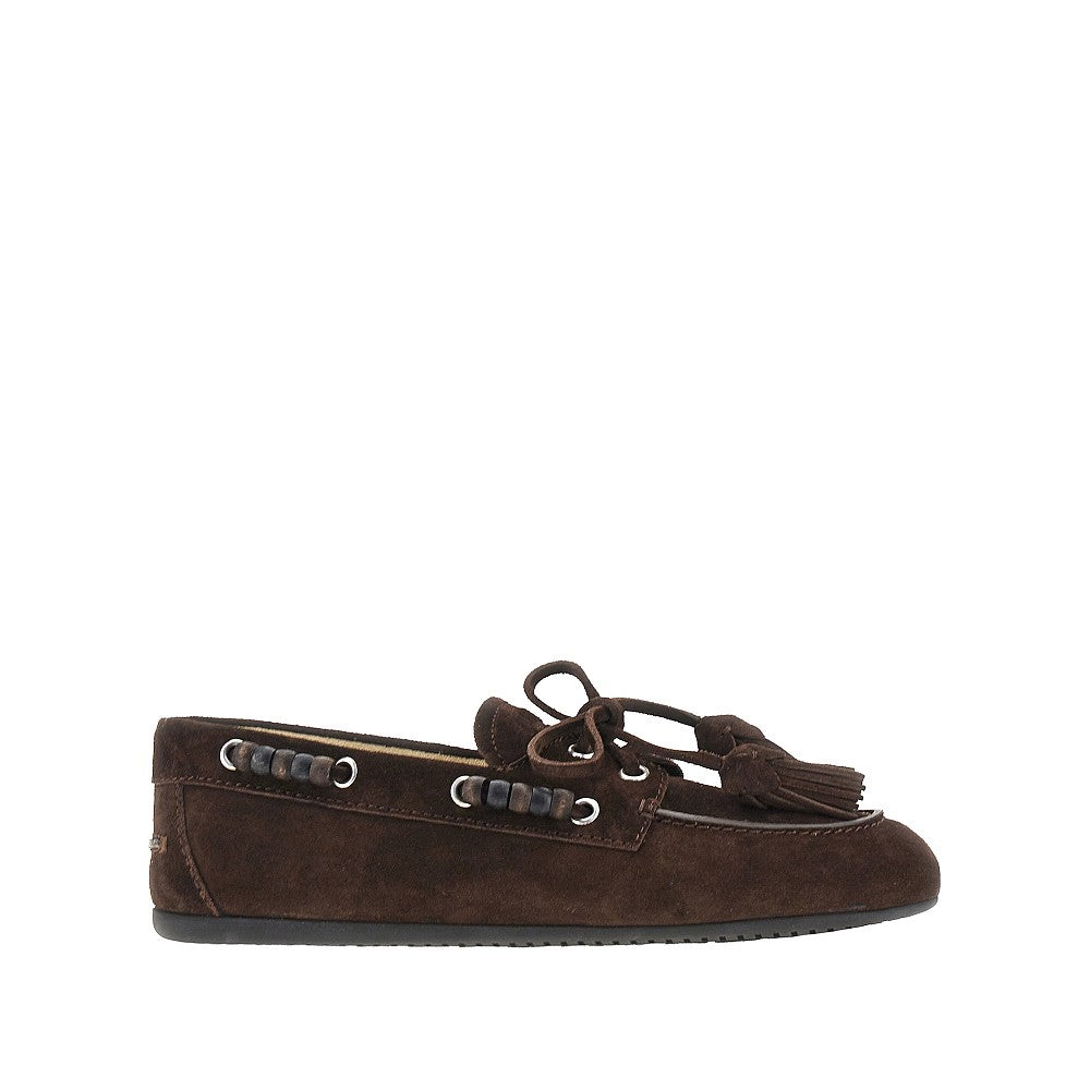 MIU MIU Suede leather Deck loafers with tassels