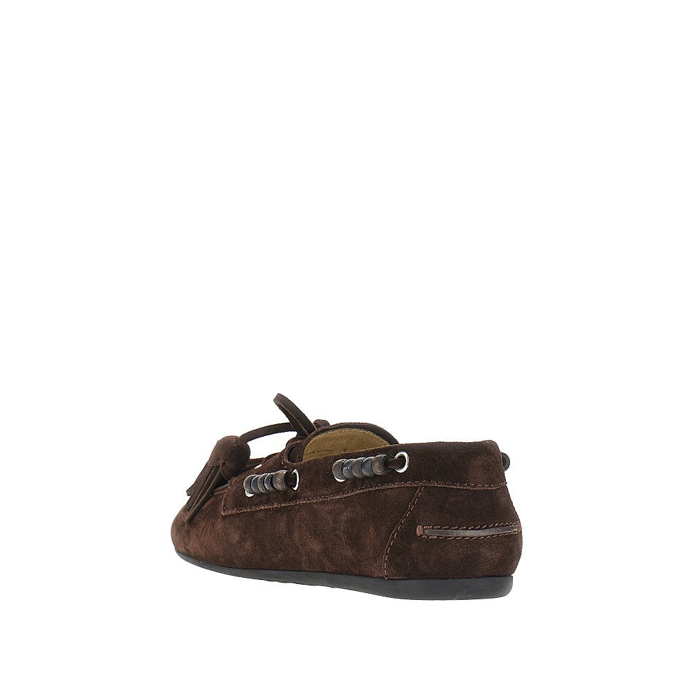 MIU MIU Suede leather Deck loafers with tassels