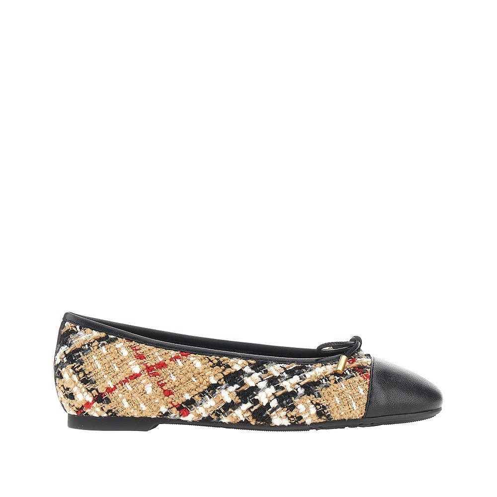 Burberry Check bouclé and leather Highgate ballerinas