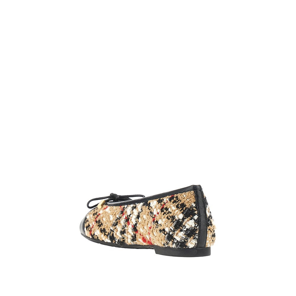 Burberry Check bouclé and leather Highgate ballerinas