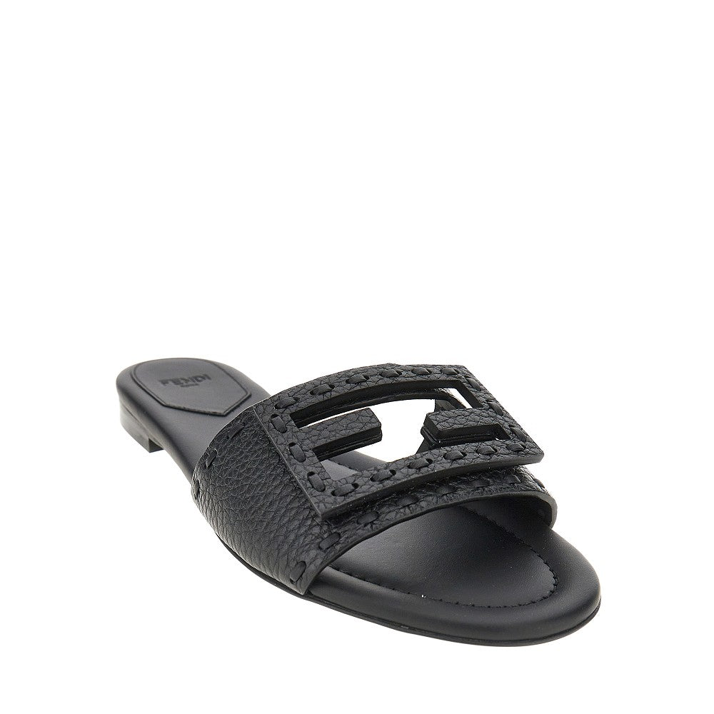 FENDI 'Baguette' grained leather slides
