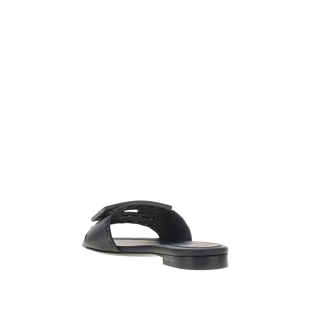 FENDI 'Baguette' grained leather slides