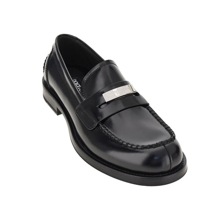 DOLCE&GABBANA Logo plate leather loafers