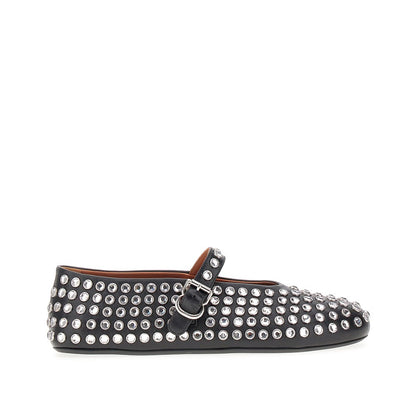 ALAIA Strass-embellished leather ballerinas