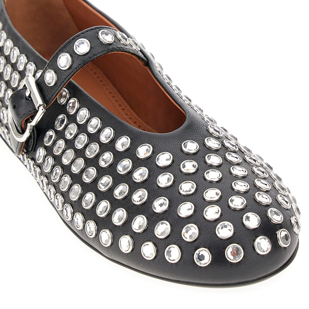 ALAIA Strass-embellished leather ballerinas