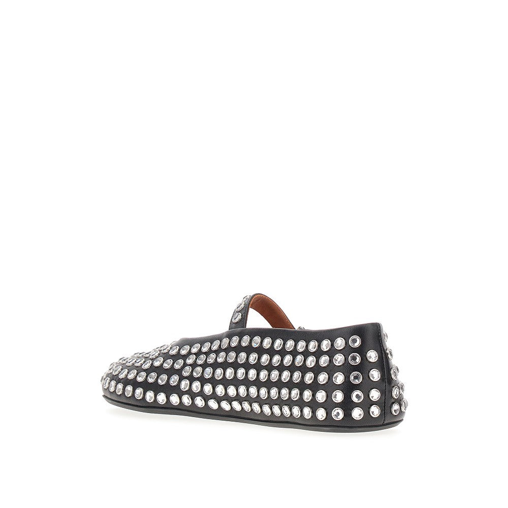 ALAIA Strass-embellished leather ballerinas