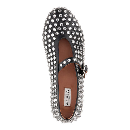 ALAIA Strass-embellished leather ballerinas