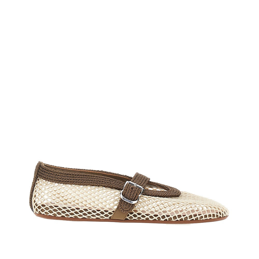 ALAIA Satin cord and net ballet flats