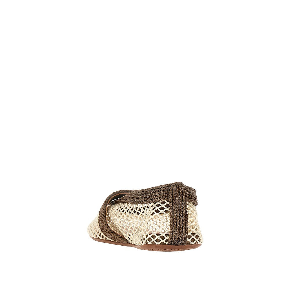 ALAIA Satin cord and net ballet flats