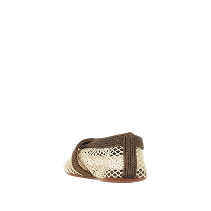 ALAIA Satin cord and net ballet flats