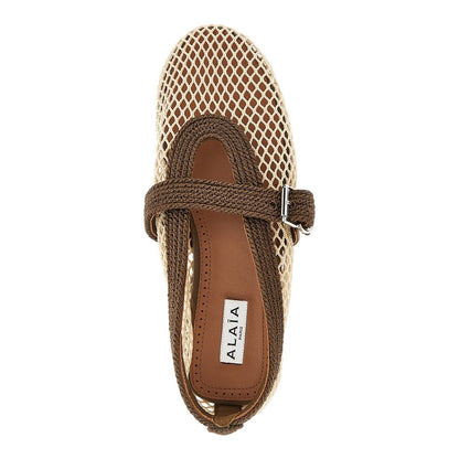 ALAIA Satin cord and net ballet flats