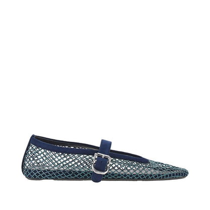 ALAIA Strass-embellished fishnet ballerina flats