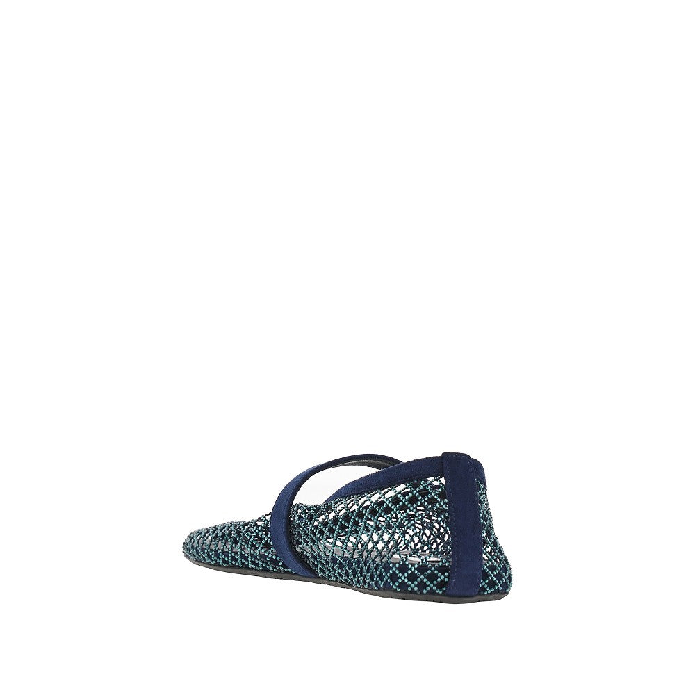 ALAIA Strass-embellished fishnet ballerina flats