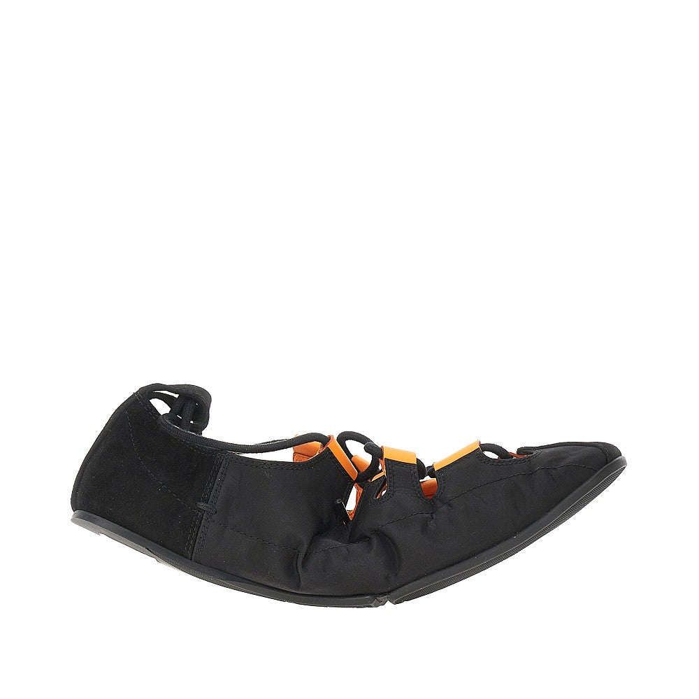 ALAIA Nylon and suede leather laced ballerinas