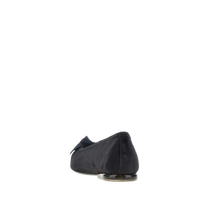 LORO PIANA 'Primula' velvet ballerinas with bow