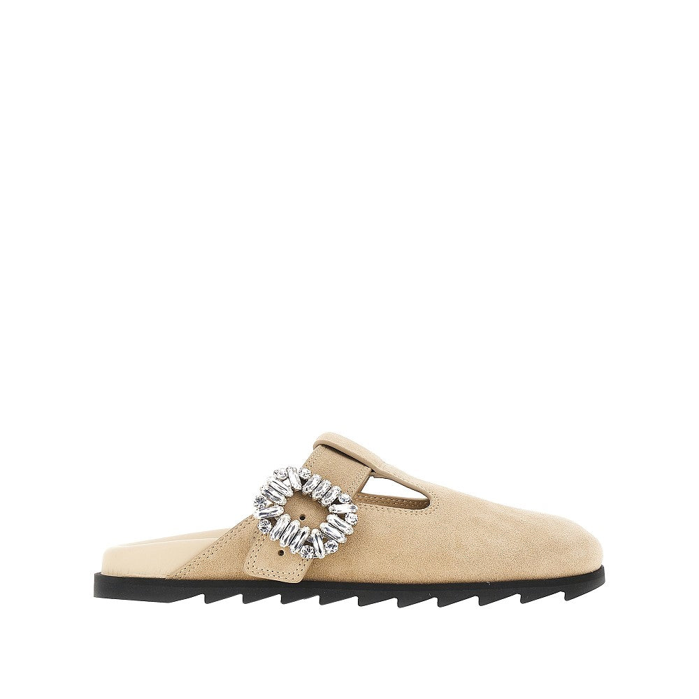 ROGER VIVIER 'Slidy Viv'' suede leather mules