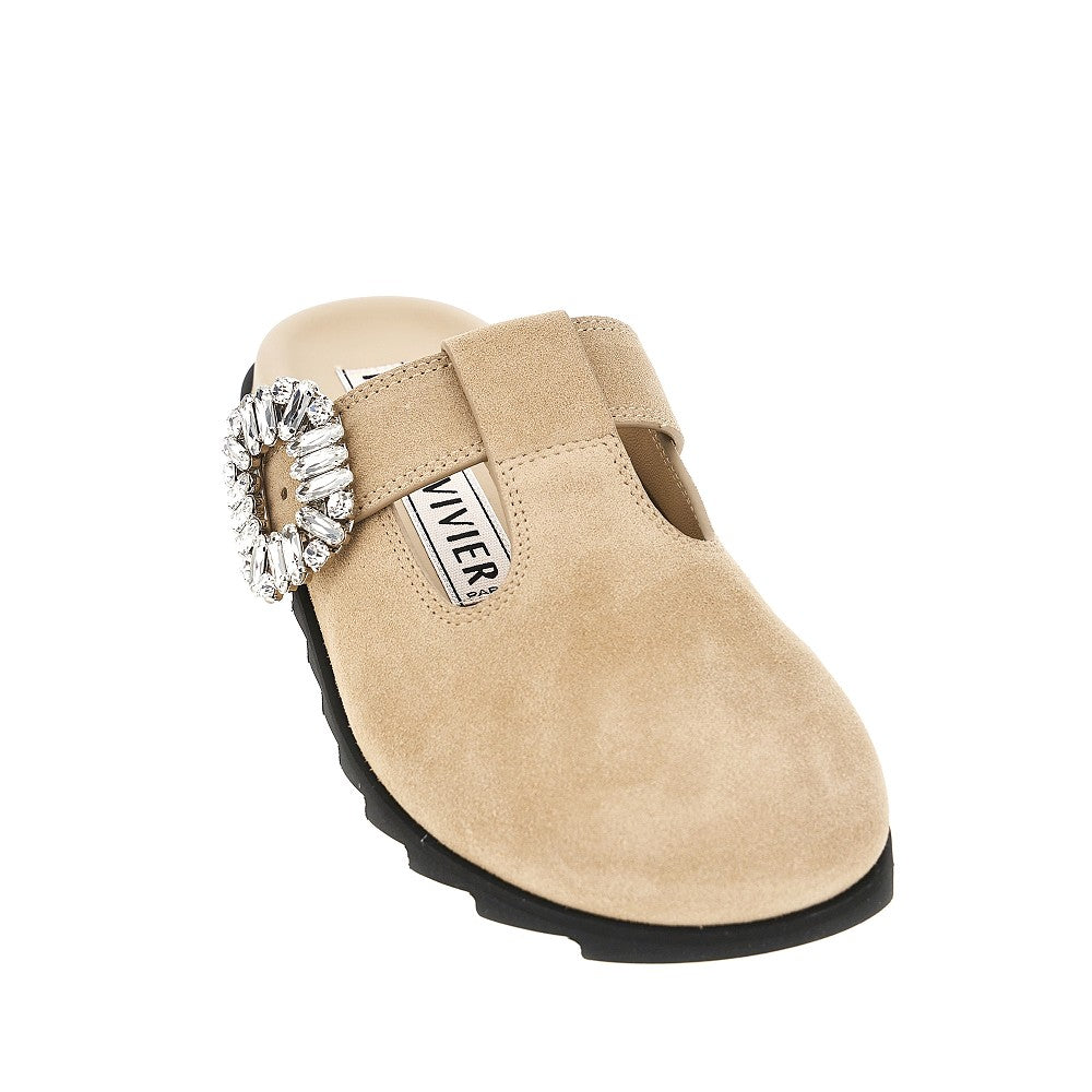 ROGER VIVIER 'Slidy Viv'' suede leather mules
