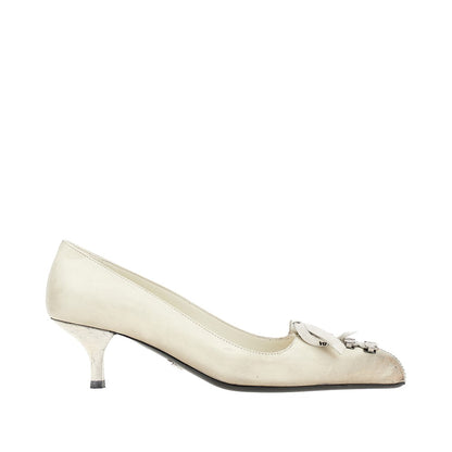 PRADA Old-effect leather laced pumps
