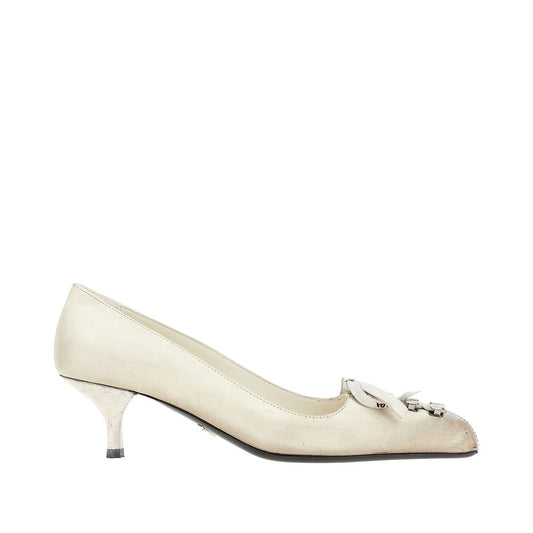 PRADA Old-effect leather laced pumps