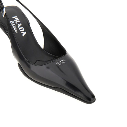 PRADA Spazzolato leather Re-Edition slingback pumps