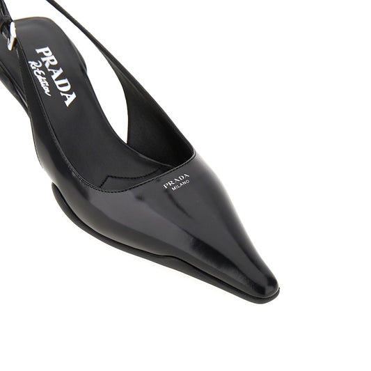 PRADA Spazzolato leather Re-Edition slingback pumps