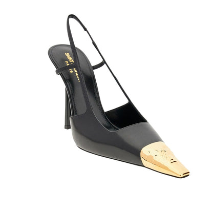 SAINT LAURENT Jeanne' nappa leather slingback pumps