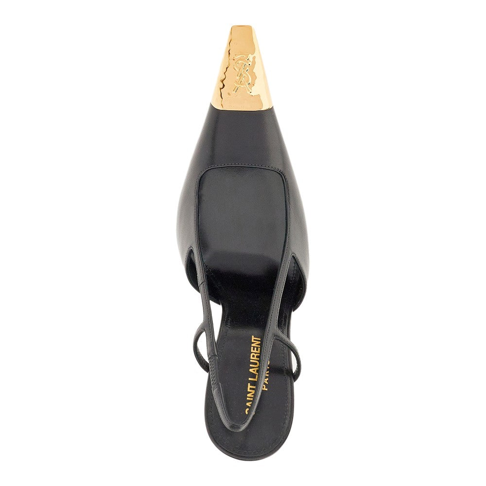 SAINT LAURENT Jeanne' nappa leather slingback pumps