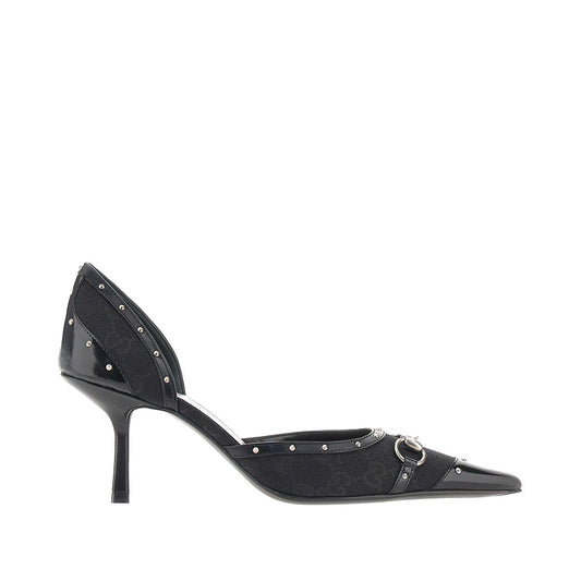 Gucci GG canvas and leather 'Savoy' pumps