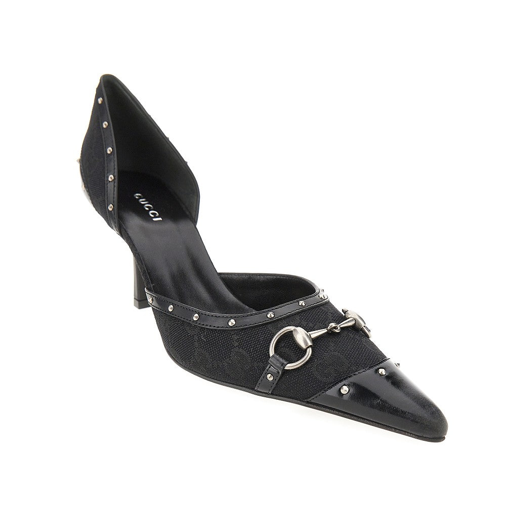 Gucci GG canvas and leather 'Savoy' pumps