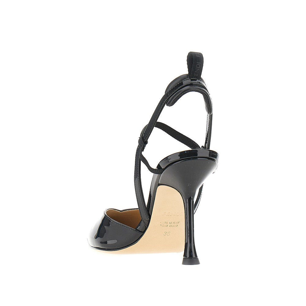FENDI Patent leather 'Very Colibrì' slingback pumps