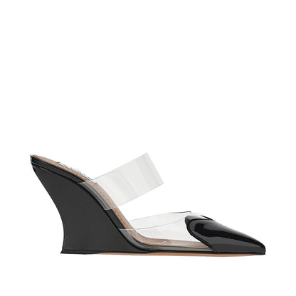 ALAIA PVC and leather 'Le Coeur' wedge mules