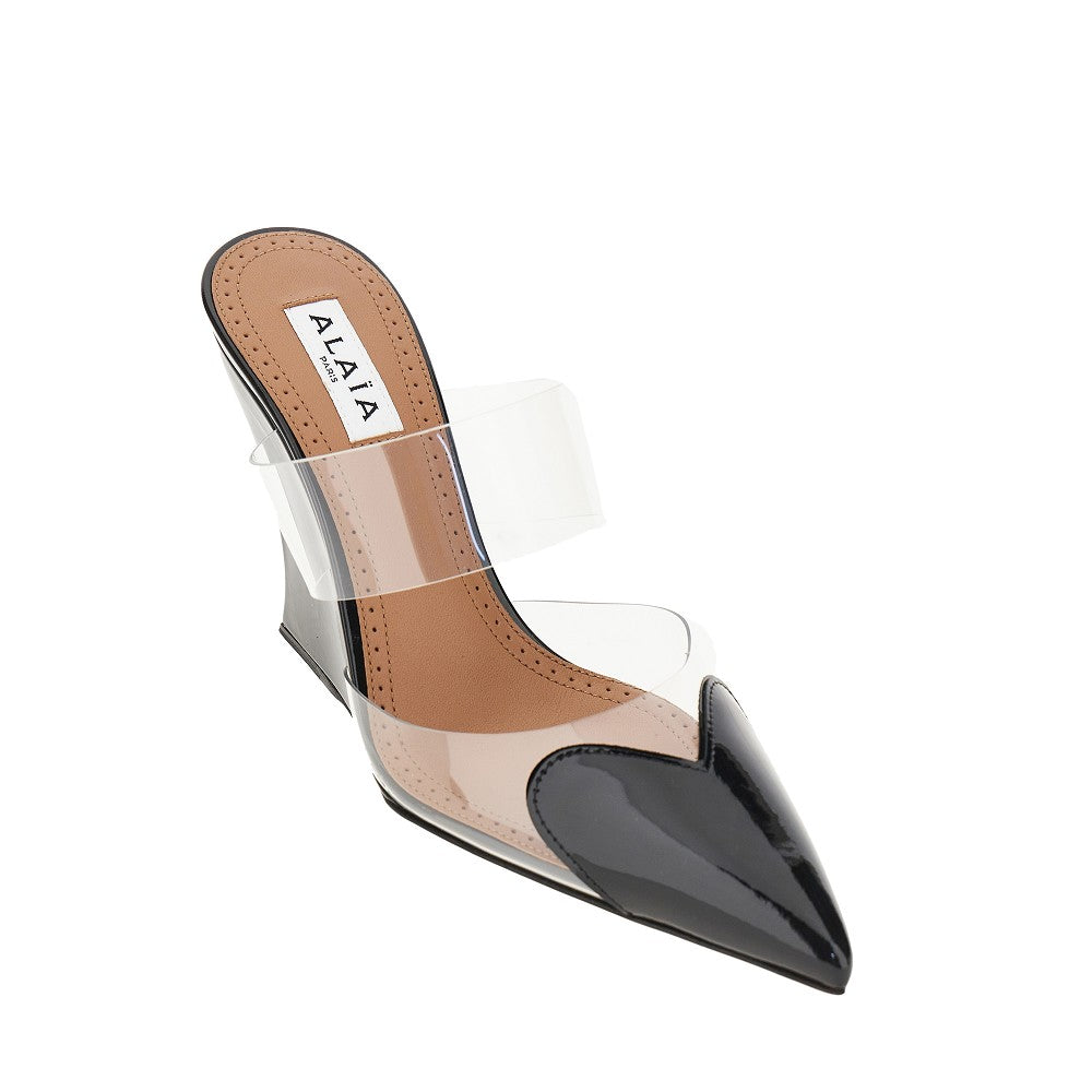 ALAIA PVC and leather 'Le Coeur' wedge mules