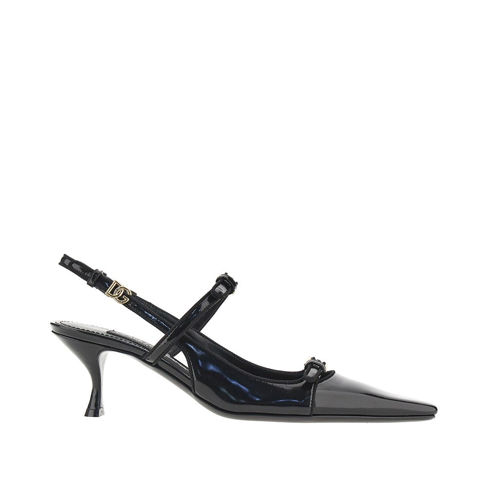 Dolce & Gabbana Glossy leather buckled slingback pumps