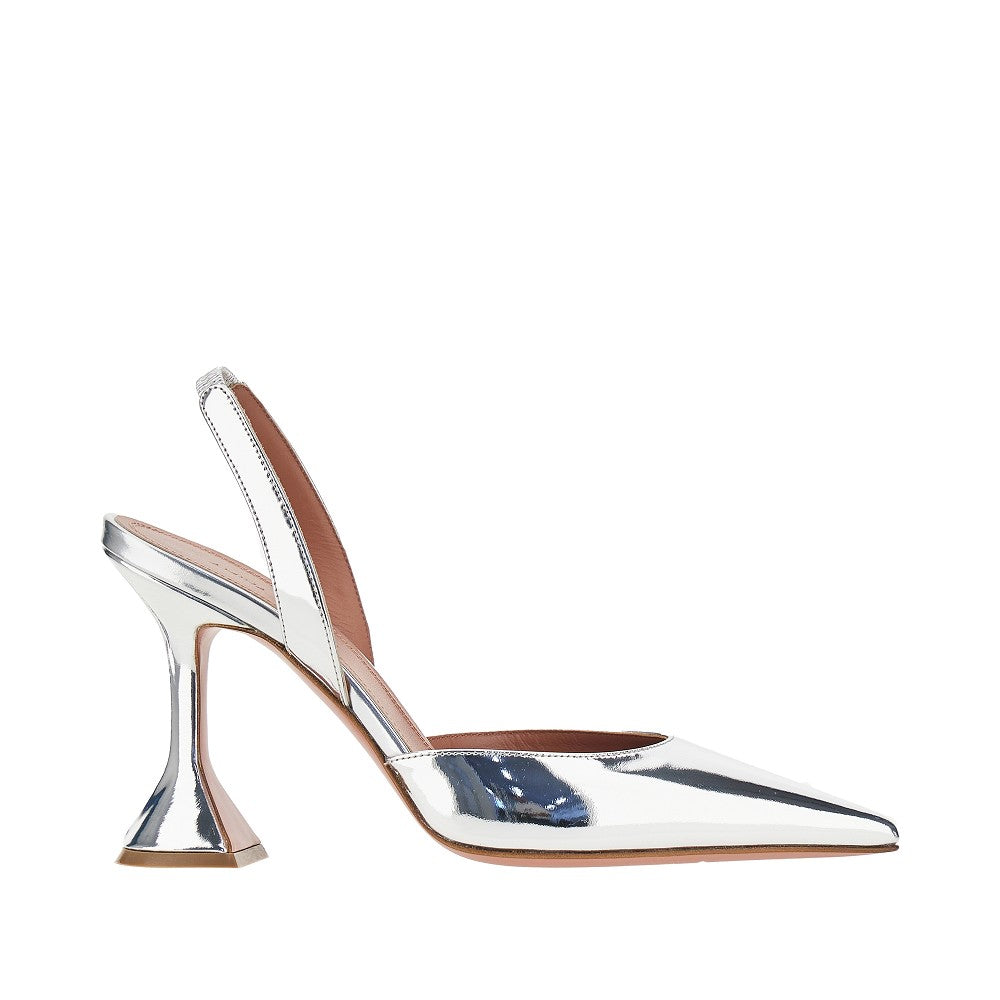 Amina Muaddi 'Holli' metallized leather slingback pumps