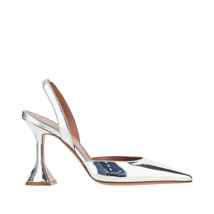 Amina Muaddi 'Holli' metallized leather slingback pumps