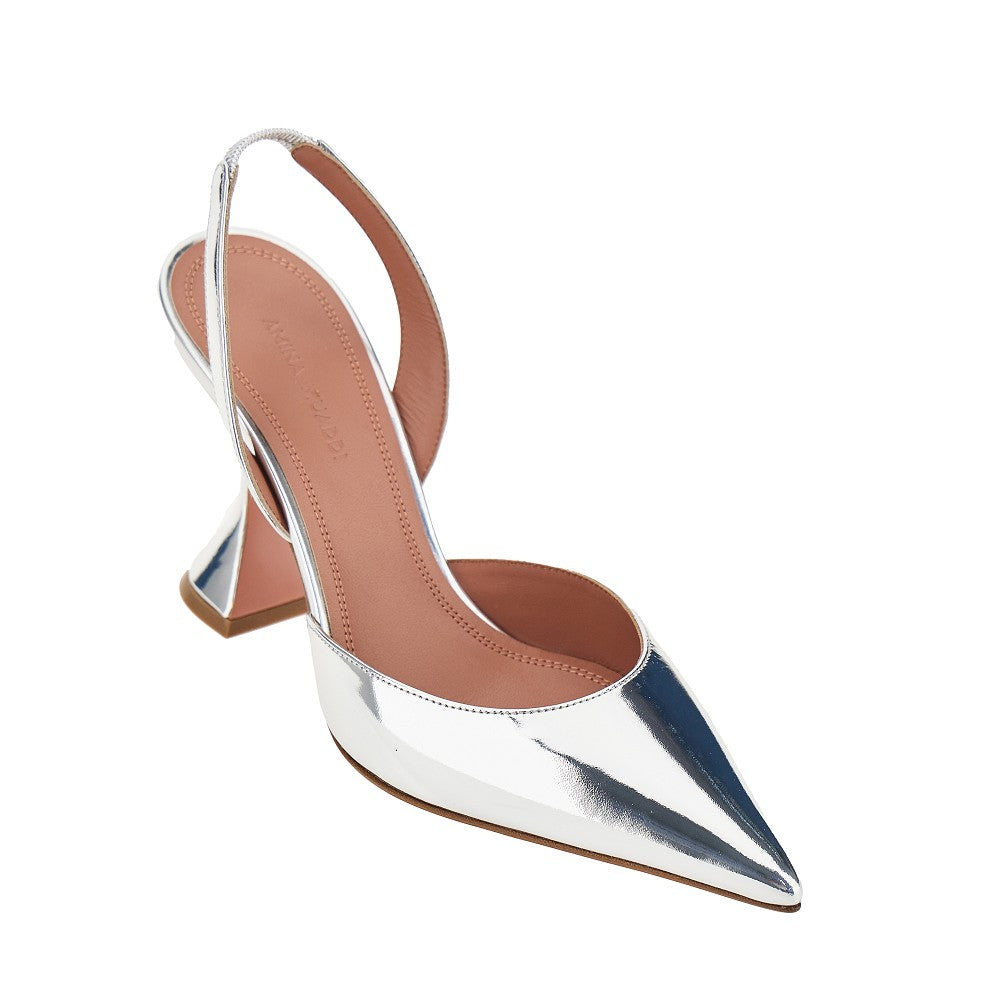 Amina Muaddi 'Holli' metallized leather slingback pumps