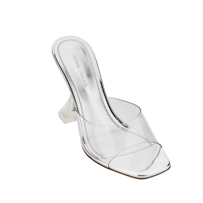 Amina Muaddi Lupita Glass pvc mules