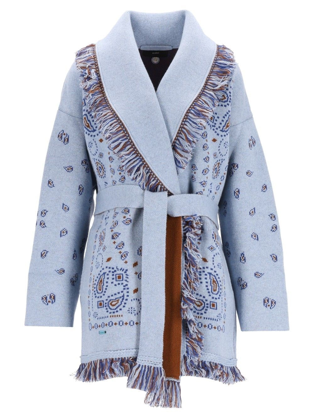 Alanui Bandana Cashmere Cardigan - Sky Blue