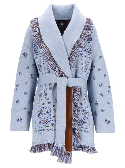 Alanui Bandana Cashmere Cardigan - Sky Blue