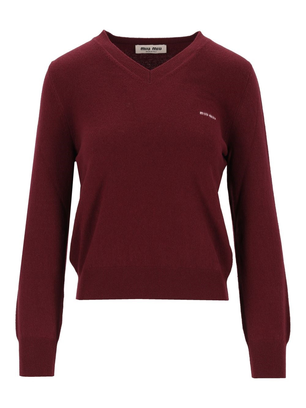 Miu Miu V-Neck Wool Sweater - Bordeaux